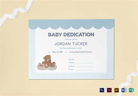 Baby Dedication Certificate Design Template In Psd Word