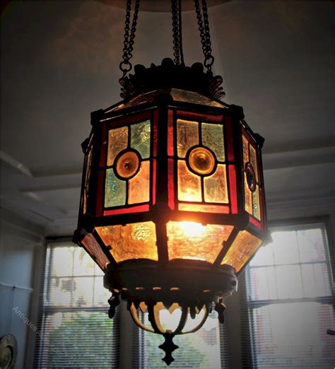 Antiques Atlas Aesthetic Movement Leaded Glass And Brass Lantern