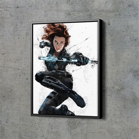 Black Widow Poster Marvel Superhero Comics Painting Hand Made Etsy