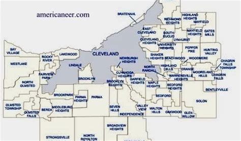 Map Of Cleveland Ohio Suburbs Tourist Map Of English