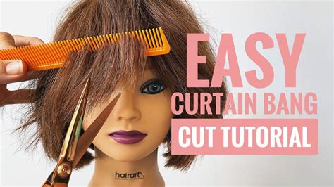 Easy Curtain Bang Cut Tutorial How To Cut Bangs Youtube