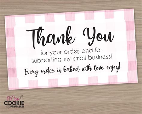 Printable “thank You For Your Order And For Supporting My Small