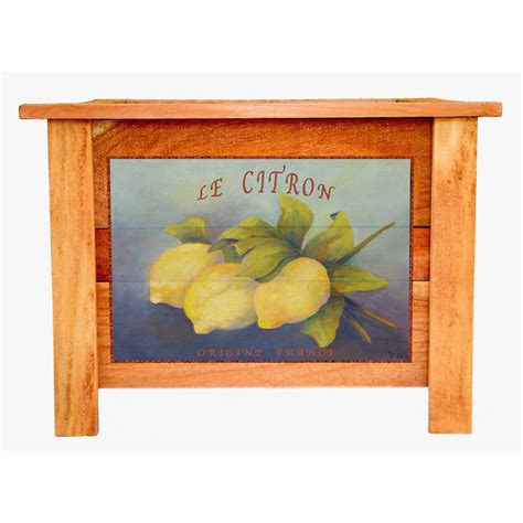 Hollis Wood Products 22 In Redwood Planter Box With Vintage Lemons Art