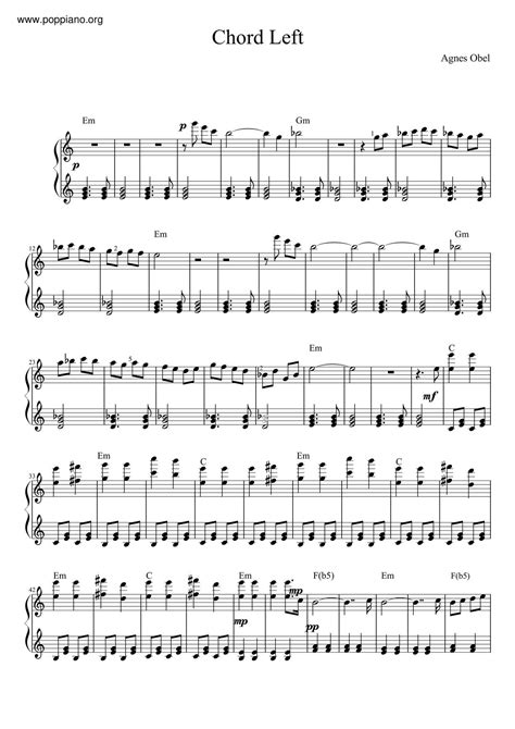 Agnes Obel-Chord Left Sheet Music pdf, - Free Score Download ★
