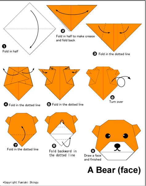 Easy Origami Bear Face Paper Origami Guide
