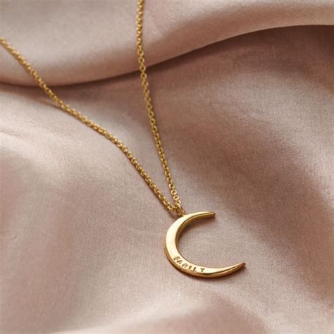 Personalised 9ct Gold Crescent Moon Necklace Posh Totty Designs