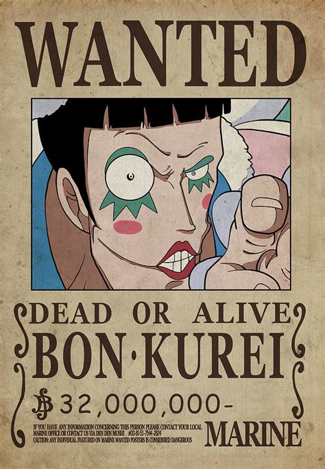 One Piece Wanted Poster BON KUREI Digital Art By Niklas Andersen