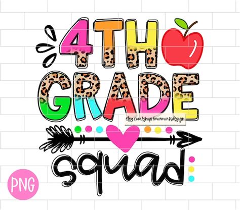 4th Grade Squad Png Back To School Fourth Grade Teacher Etsy