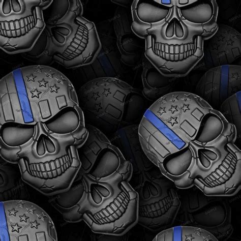 Blue Line Skulls 32 Pattern Crew