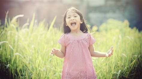 Happy Girl Playing Outdoor Stock Photo Image Of Little 46881592
