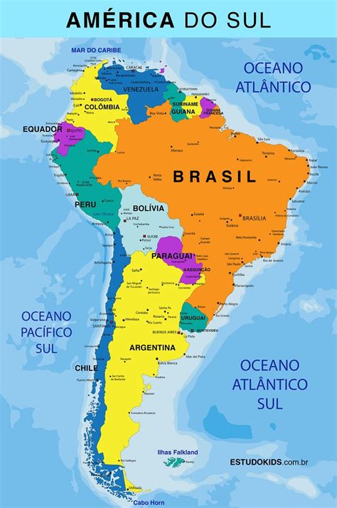 Mapa Da América Do Sul Mapa Político Países E Capitais 51 OFF