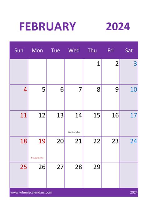 Download Blank February Calendar Printable 2024 A4 Vertical F4334