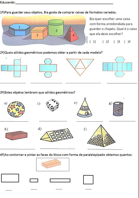 Atividades Com Sólidos Geométricos 4o Ano Com Gabarito Modisedu