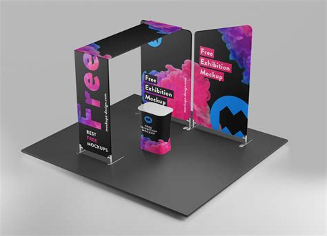 Free Trade Show Exhibition Display Booth Stand Mockup Psd Set Good