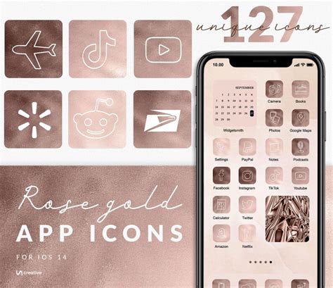 Ios 14 App Icons 127 Ios14 Pink Aesthetic Rose Gold App Etsy