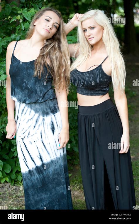 Two Beautiful Girls Posing Stock Photo Alamy