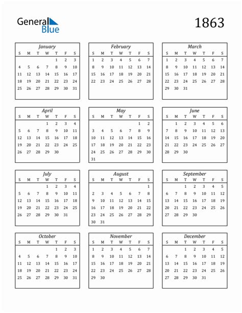 Free 1863 Calendars In Pdf Word Excel