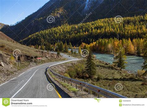 View Of The Landscape Of The Altay Mountains And Chuya Highway In