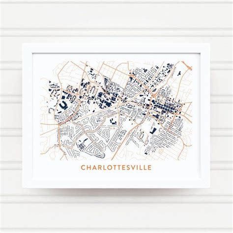 Charlottesville Virginia Map Poster College Town Map Ts Etsy