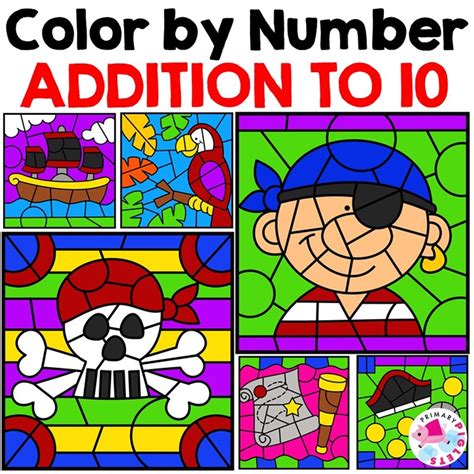 Summer Addition Color By Number Printables