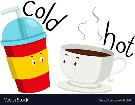 Opposite Adjective Cold And Hot Royalty Free Vector Image English
