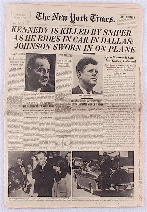 Newspapers The New York Times Saturday Nov 23 1963 John F Kennedy Is