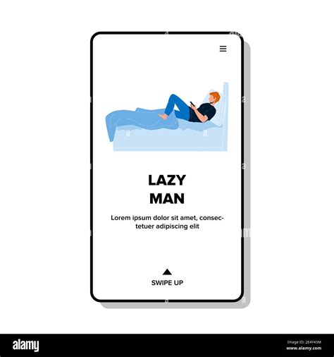 Lazy Man Lying In Bed And Play With Phone Vector Stock Vector Image And Art Alamy