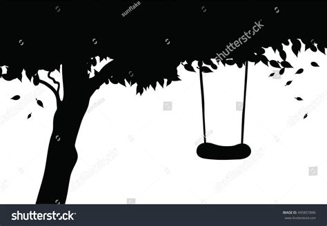 Vector Tree Silhouette Swing Isolated On Stock Vector Royalty Free