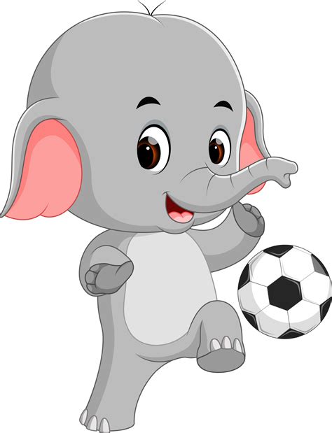 Elefante Divertido Jugando Dibujos Animados De Fútbol 10287806 Vector