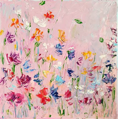 Floral Landscape Oil Painting Canvas Art Of Flower Wildflower Painting