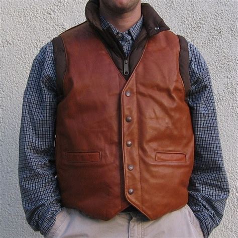 Schott Mens Leather And Down Vest