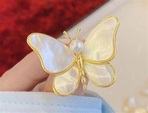 Butterfly Brooch With Pearl Butterfly Brooch Butterfly Etsy Uk