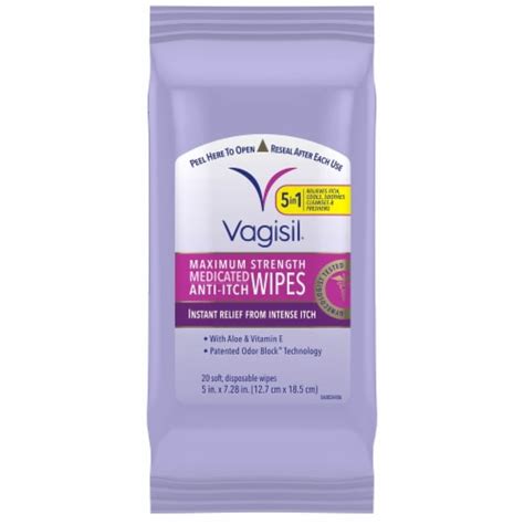 Vagisil Anti Itch Medicated Wipes Maximum Strength Count Count Bakers