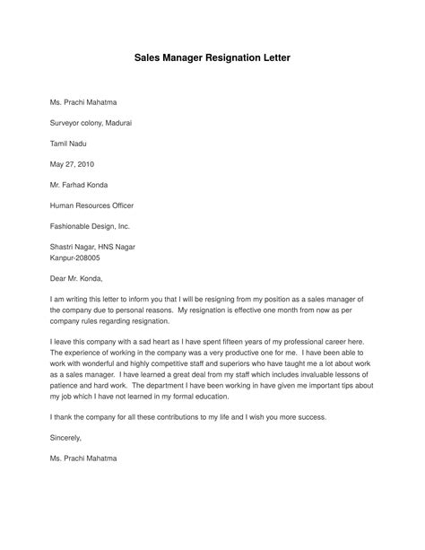 Manager Resignation Letter Examples Format Sample Examples