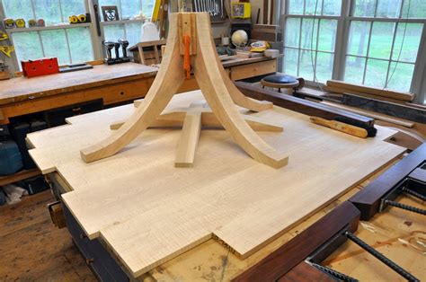 Maple legs may be used for creating accompanying bedside tables, chest or chairs in this setting. Dorset Custom Furniture - A Woodworkers Photo Journal: a curly maple pedestal table