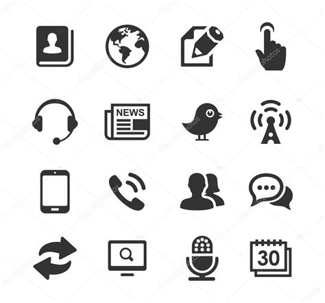Media And Communication Icons Set Black Series — Stock Vector © Siak10b