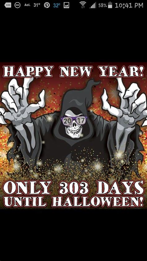 A Happy New Year Message With A Skeleton In A Hoodie Holding Up His Hands