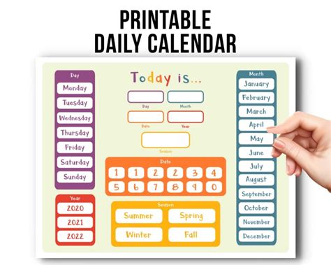 Printable Daily Calendar For Kids Printables For Kids Etsy