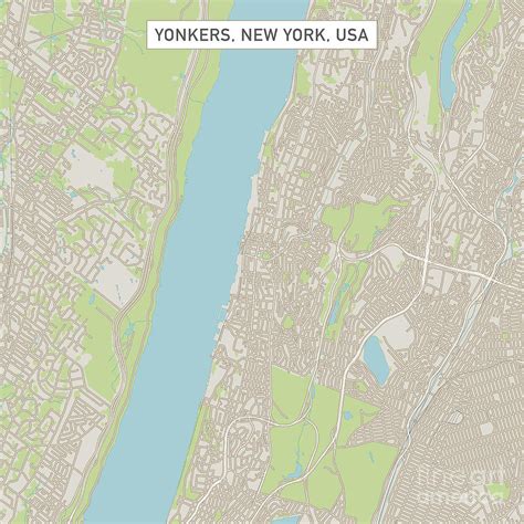 Yonkers New York Us City Street Map Digital Art By Frank Ramspott Pixels