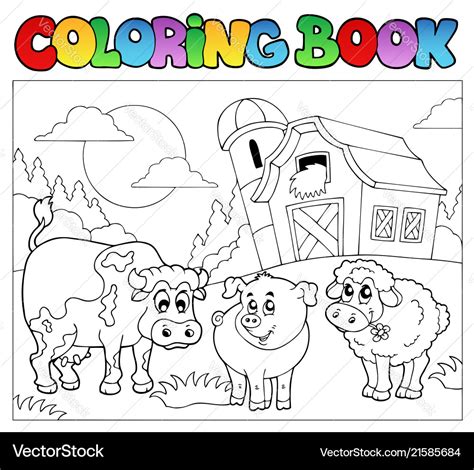 Coloring Book With Farm Animals 3 Royalty Free Vector Image