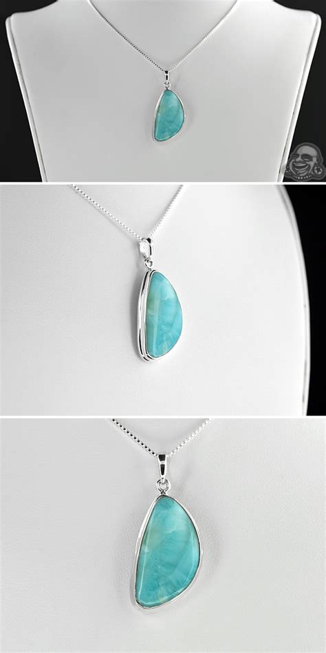Sterling Silver And Larimar Pendant Necklace