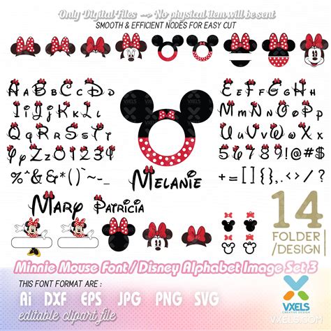 Disney Alphabet Svg Disney Font Svg Ears Svg Minnie Font Etsy Disney