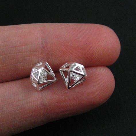 Sterling Silver Earringsdiamond Shape Earring Stud Loose Cz Cubic