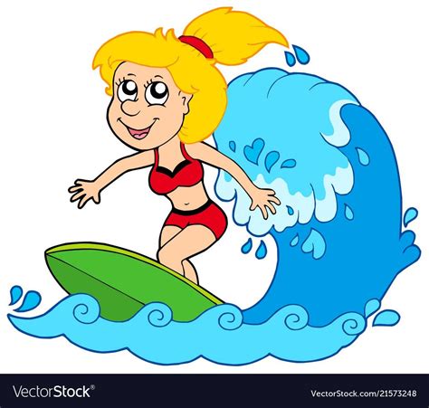 Cartoon Surfer Girl Royalty Free Vector Image Vectorstock Skater