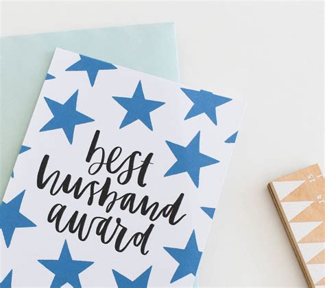 Best Husband Award Brush Lettering Card Husband Card Etsy