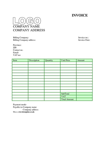 Template For Invoice Uk Invoice Template Ideas