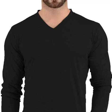 Mens Black Long Sleeve T Shirt V Neck Black Shirt In Australia
