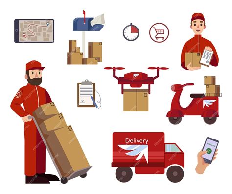 Premium Vector Delivery Express Service And Couriers With Boxes Set