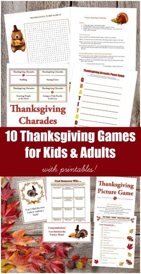 10 Printable Thanksgiving Games For Kids And Adults With Images