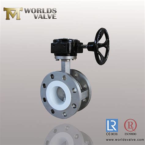 China Pn10 Ptfe Lined Double Flange Butterfly Valve Manufacturers Pn10